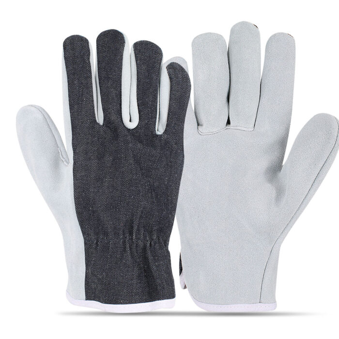 DriveMax DenimSplit leather safety glove by Subhan Safety, industrial work glove designed for durability, grip, and hand protection.