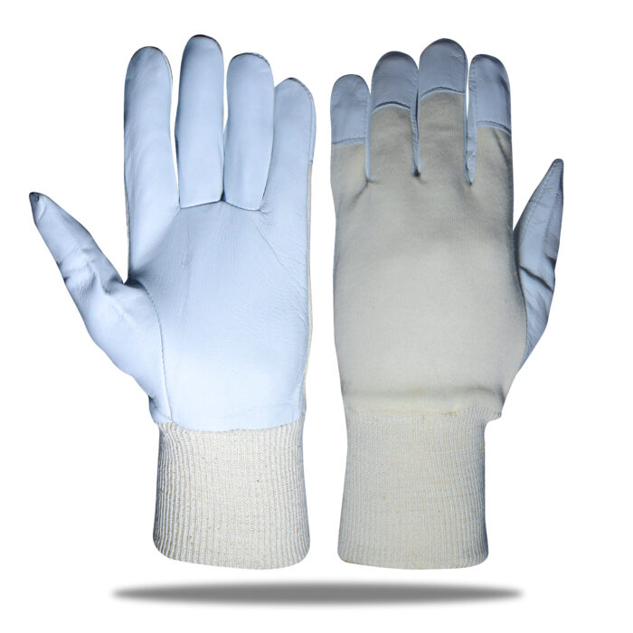 FlexaGrip RibFit leather safety glove by Subhan Safety, industrial work glove designed for durability, grip, and hand protection.